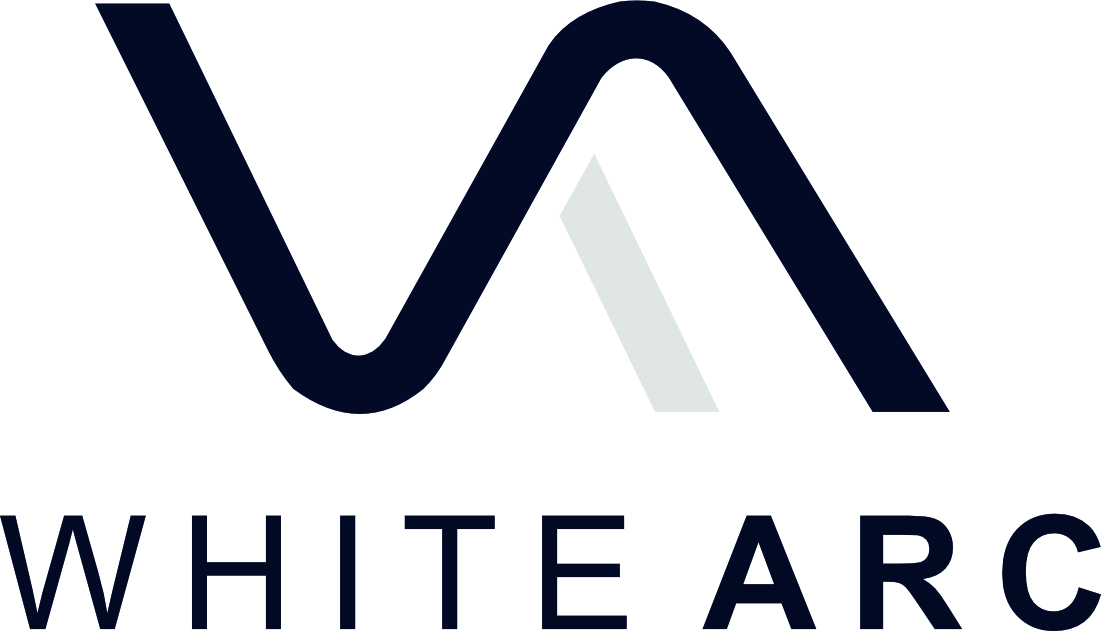 Logo for White Arc with Navy text